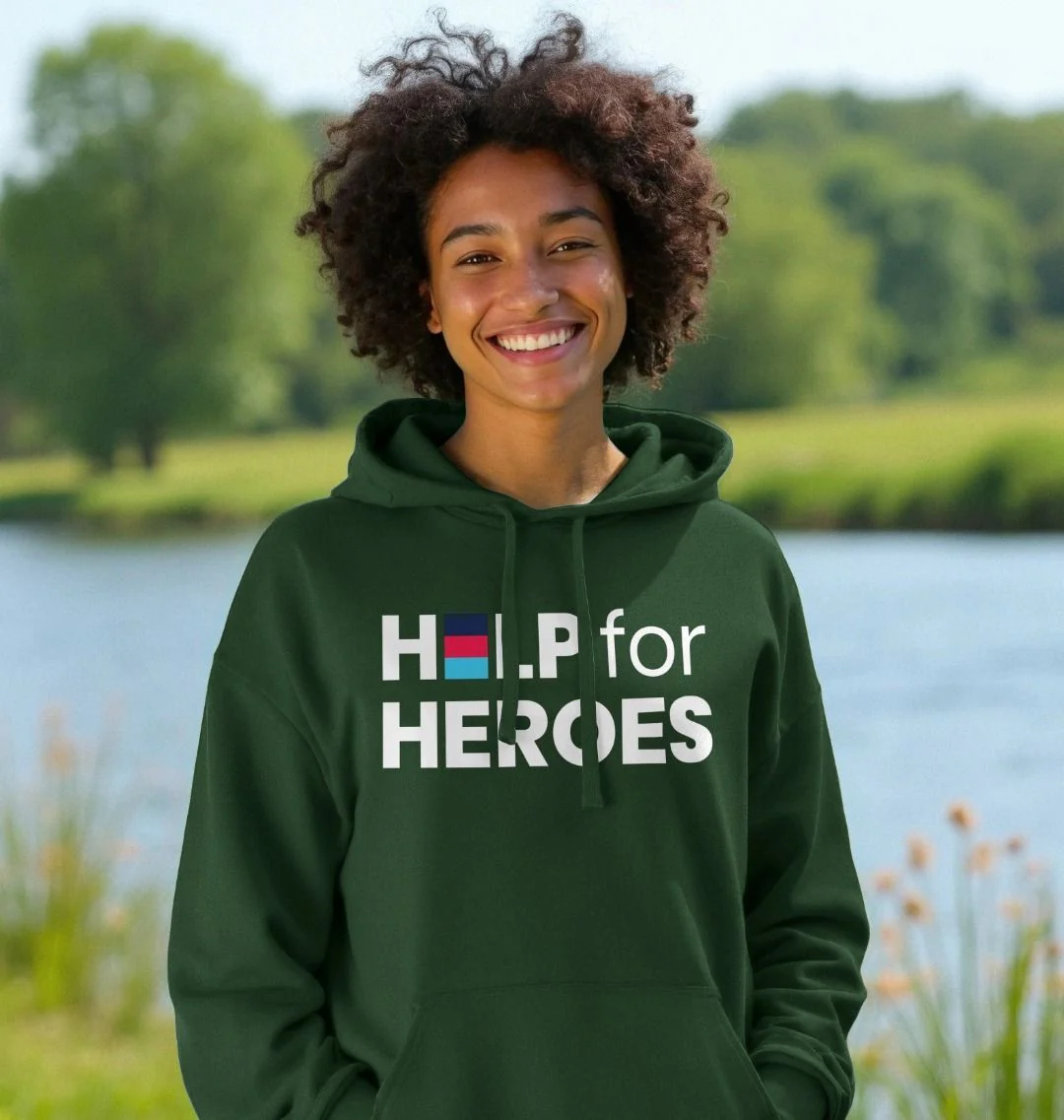Logo Organic Cotton Hoodie, Dark Green - Image 3