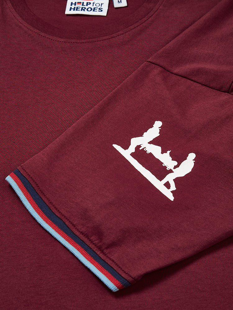 Tipped Sleeves T-Shirt, Burgundy - Image 3