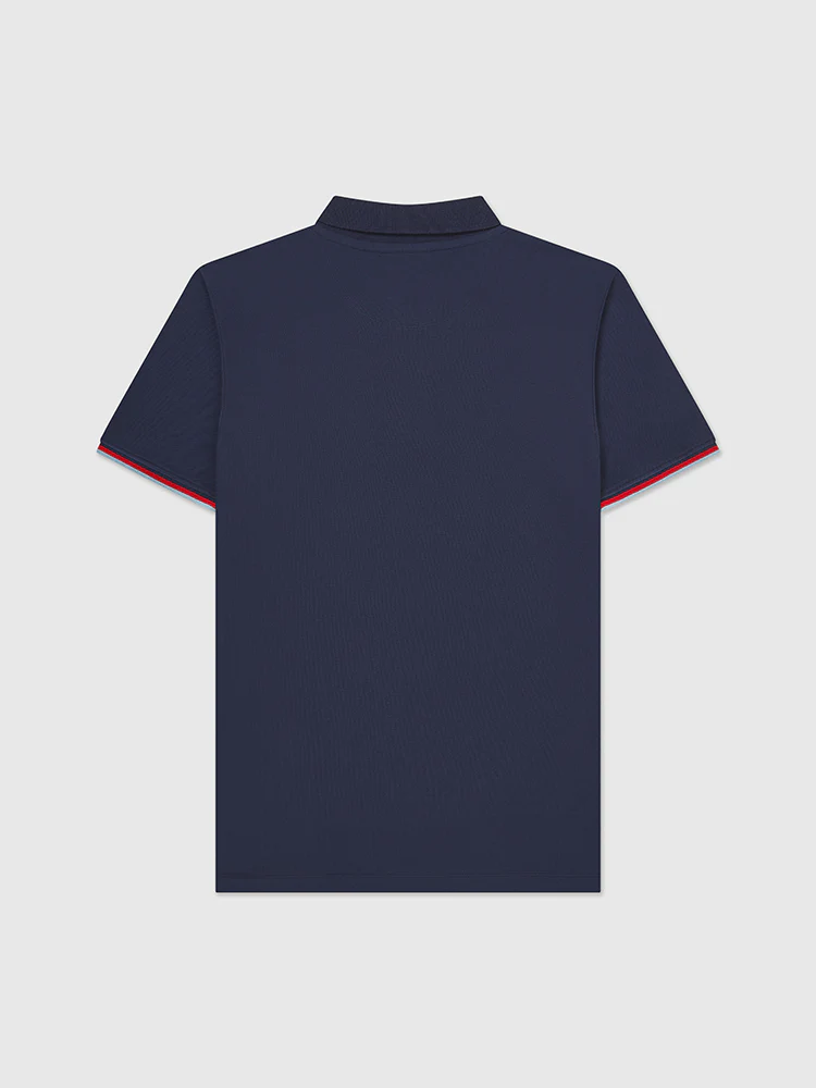 Tri Colour Polo Shirt, Navy - Image 3