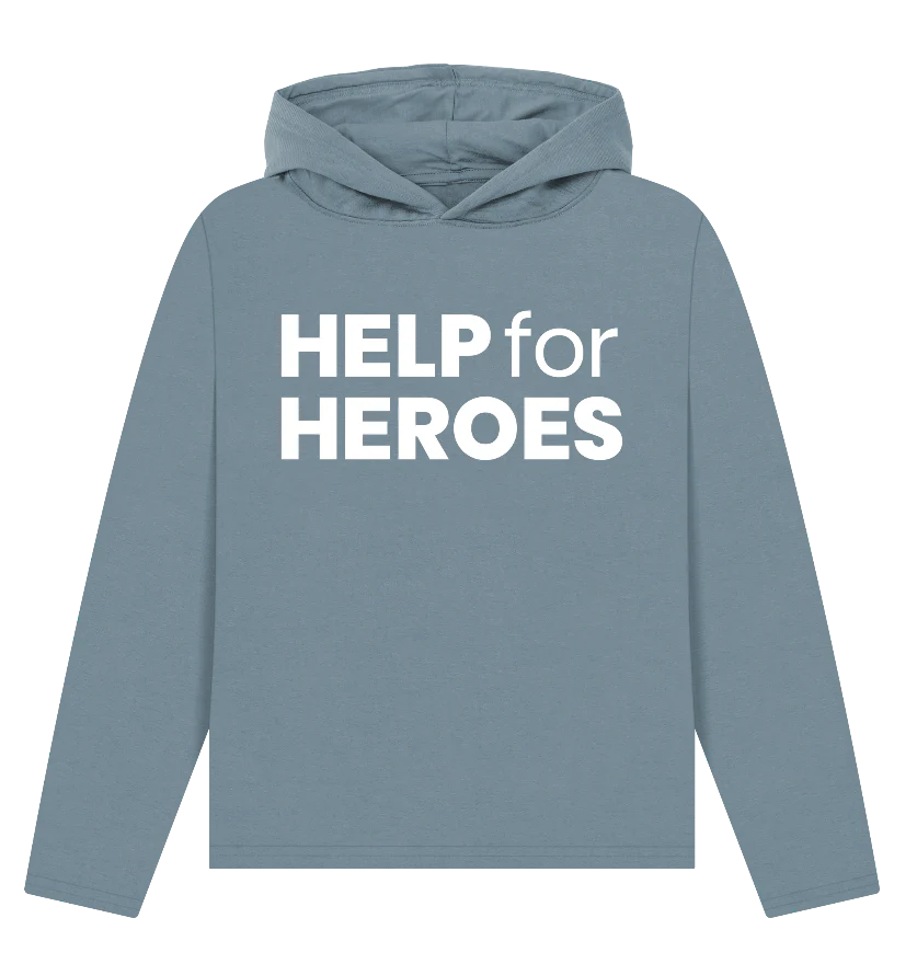 Women's Logo Organic Cotton Hoodie, Stone Blue - Image 3